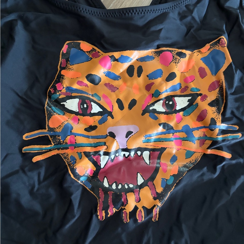 Volcom Black Swimsuit with Colorful Tiger Design - Picture 2 of 3